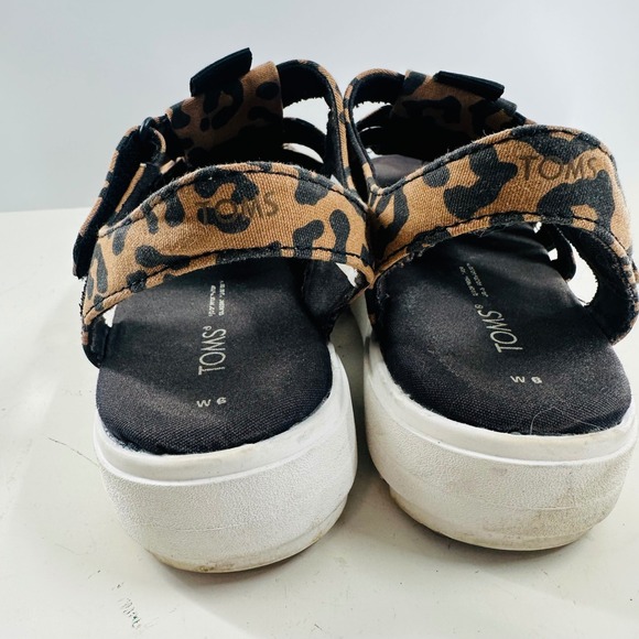 TOMS Leopard Print Platform Sandals Lug Sole Strappy Slides Women's Size 6 - Picture 4 of 9